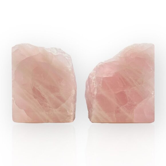 Pink Crystal Bookends Solid Natural Rose Quartz Short Heavy Bookends 6+ lbs (LS) - Picture 16 of 16